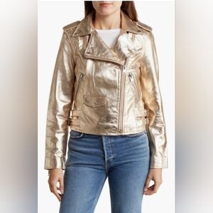 WALTER BAKER MERALLIC GOLD GENUINE LEATHER JACKET S NWT RETAIL $798